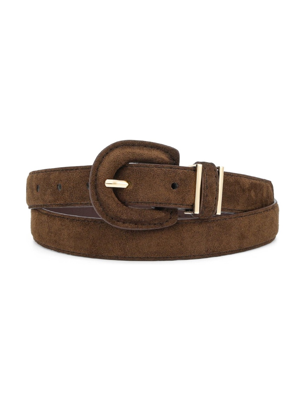 Skinny Waist Belt Suede Faux Leather Oval Covered Buckle Dress Accessory